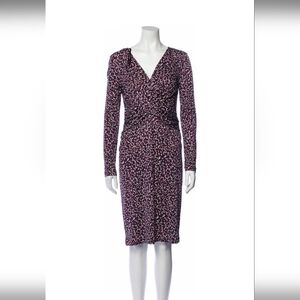 Tory Burch Silk Knee-Length Twist Front Long-Sleeve Dress Womens M EUC